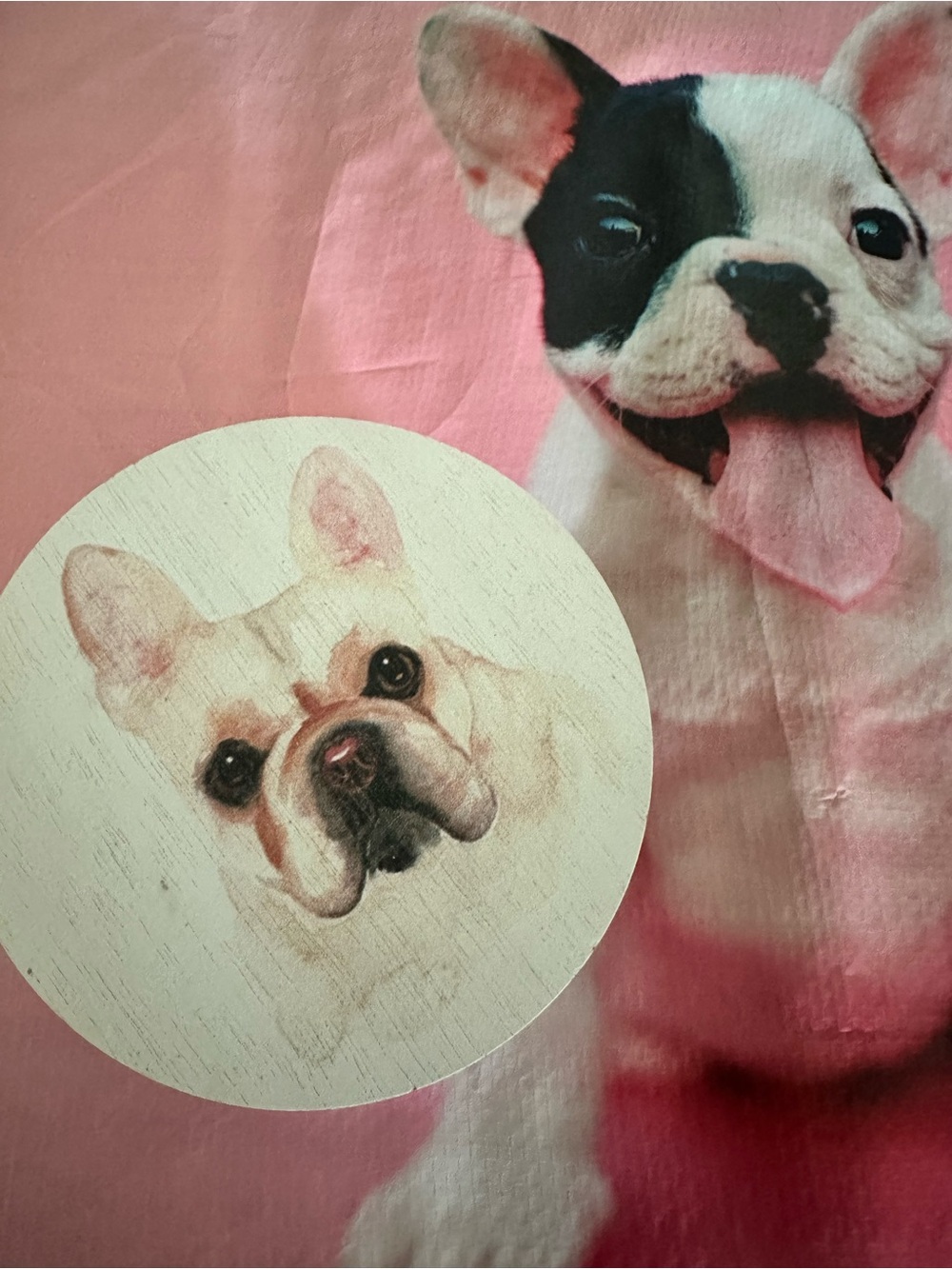 NWT Pink Reusable Tote Bag with Cute French Bulldog Print and Sand + Fog Candle - Picture 4 of 6